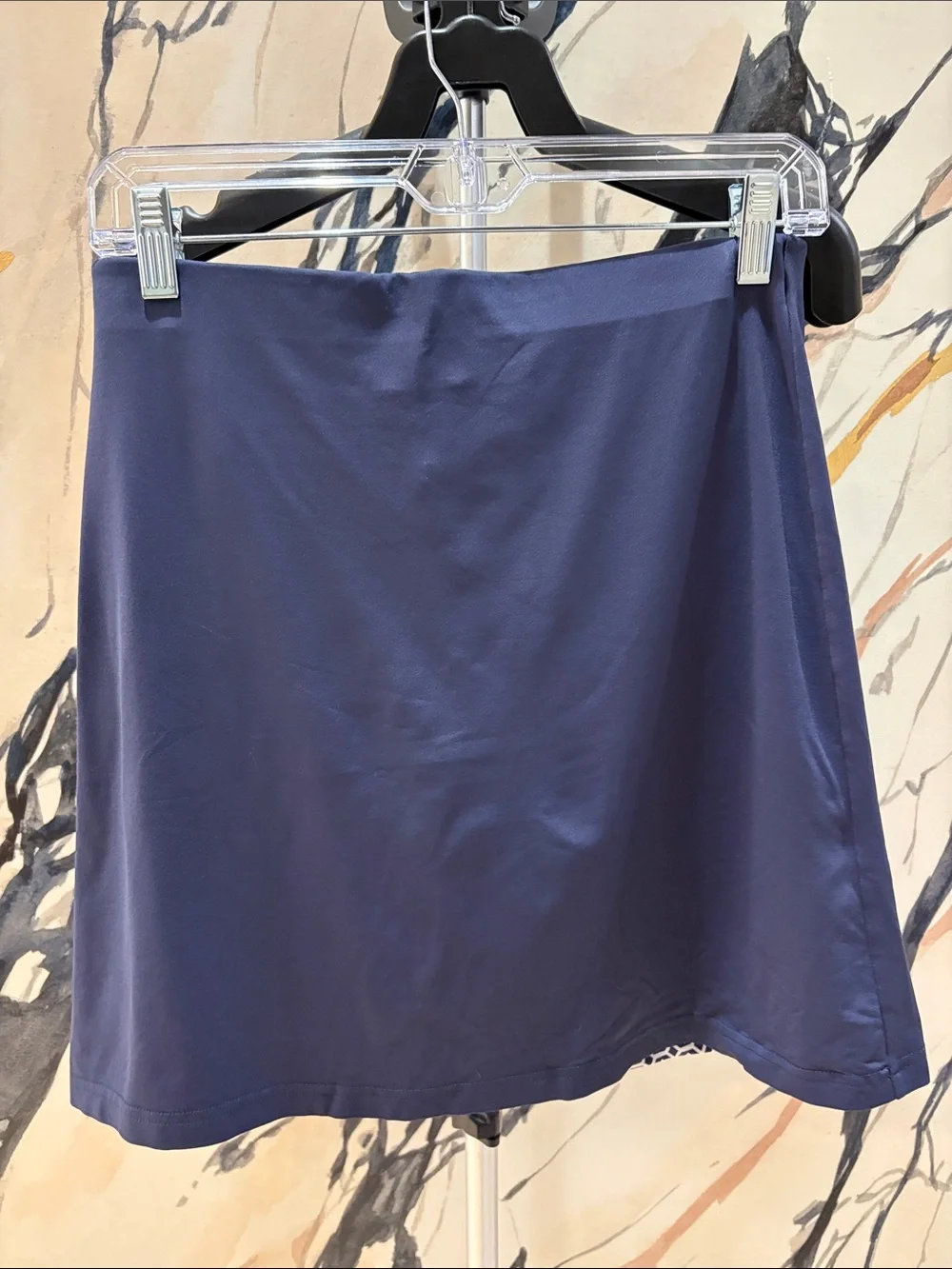 Navy Geometric Panel A-Line Skirt